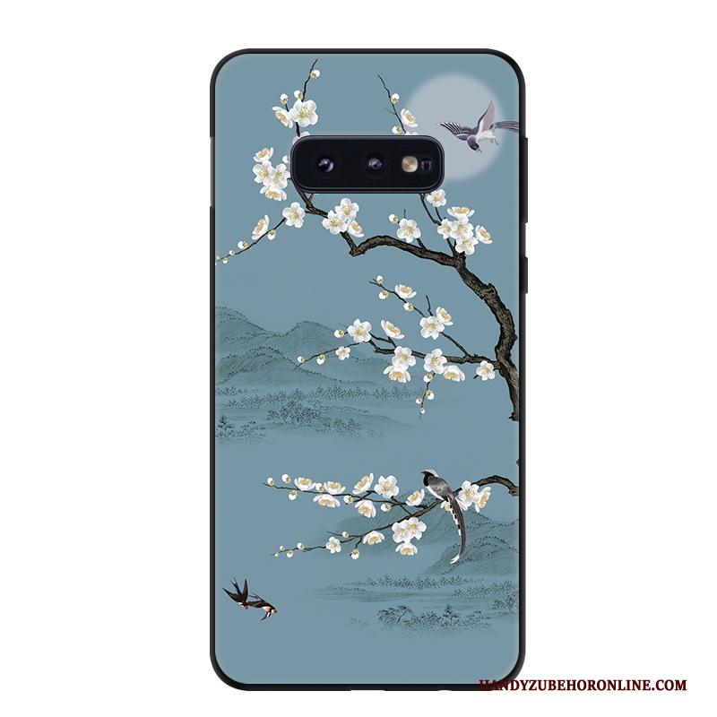 Samsung Galaxy S10e Bescherming Kunst Blauw Spotprent Hoesje Telefoon Trend Ster