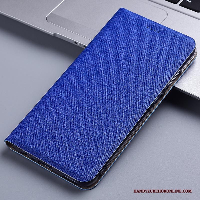 Samsung Galaxy S10e Blauw Leren Etui Hoesje Katoen En Linnen Telefoon Bescherming Mobiele Telefoon