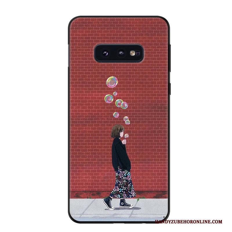 Samsung Galaxy S10e Eenvoudige Zwart Trend Spotprent Hoes Hoesje Telefoon Bescherming