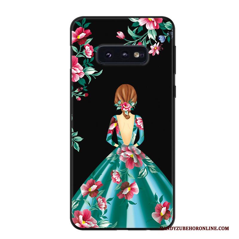 Samsung Galaxy S10e Eenvoudige Zwart Trend Spotprent Hoes Hoesje Telefoon Bescherming