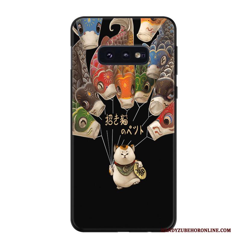 Samsung Galaxy S10e Eenvoudige Zwart Trend Spotprent Hoes Hoesje Telefoon Bescherming