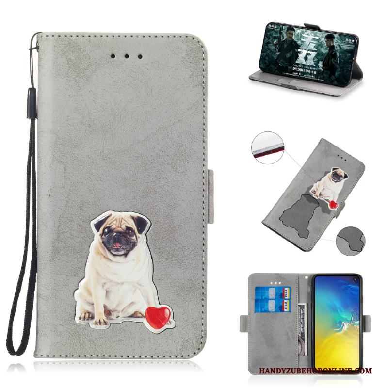 Samsung Galaxy S10e Hoesje Bescherming Leren Etui Folio Spotprent Vintage Hoes Anti-fall