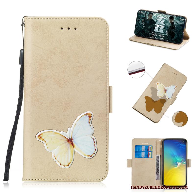 Samsung Galaxy S10e Hoesje Bescherming Leren Etui Folio Spotprent Vintage Hoes Anti-fall