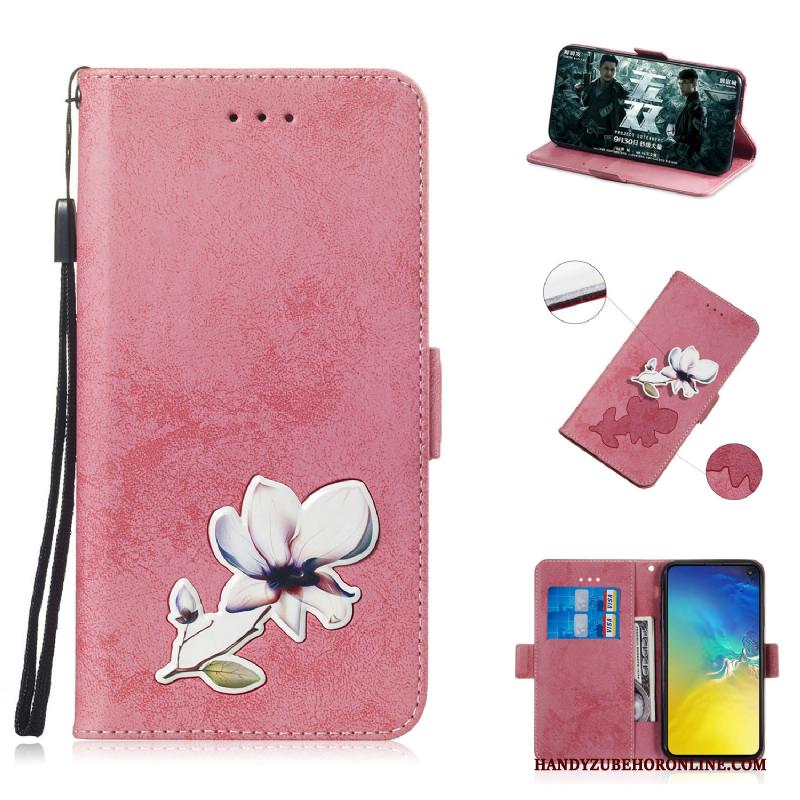 Samsung Galaxy S10e Hoesje Bescherming Leren Etui Folio Spotprent Vintage Hoes Anti-fall