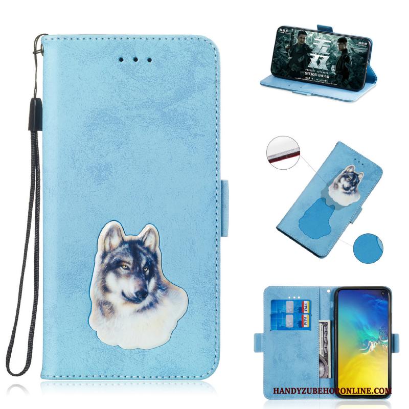 Samsung Galaxy S10e Hoesje Bescherming Leren Etui Folio Spotprent Vintage Hoes Anti-fall