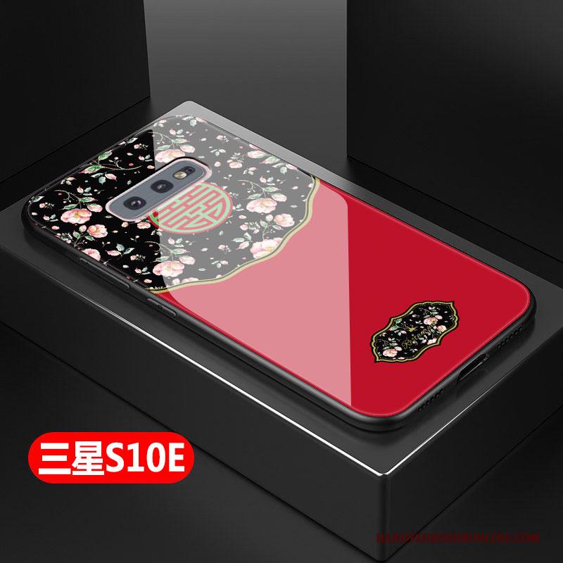 Samsung Galaxy S10e Hoesje Hard Anti-fall Trend Chinese Stijl Ster Hoes Rood