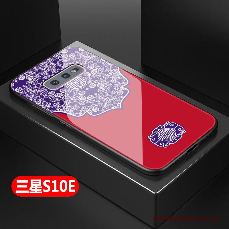 Samsung Galaxy S10e Hoesje Hard Anti-fall Trend Chinese Stijl Ster Hoes Rood