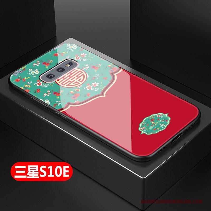 Samsung Galaxy S10e Hoesje Hard Anti-fall Trend Chinese Stijl Ster Hoes Rood