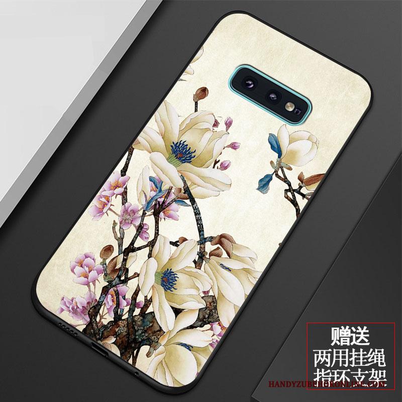 Samsung Galaxy S10e Hoesje Kunst Vers Vintage Bescherming Ster Bloemen Zacht