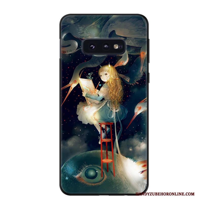 Samsung Galaxy S10e Hoesje Vintage Persoonlijk Trend Schrobben Ster Rood Bescherming