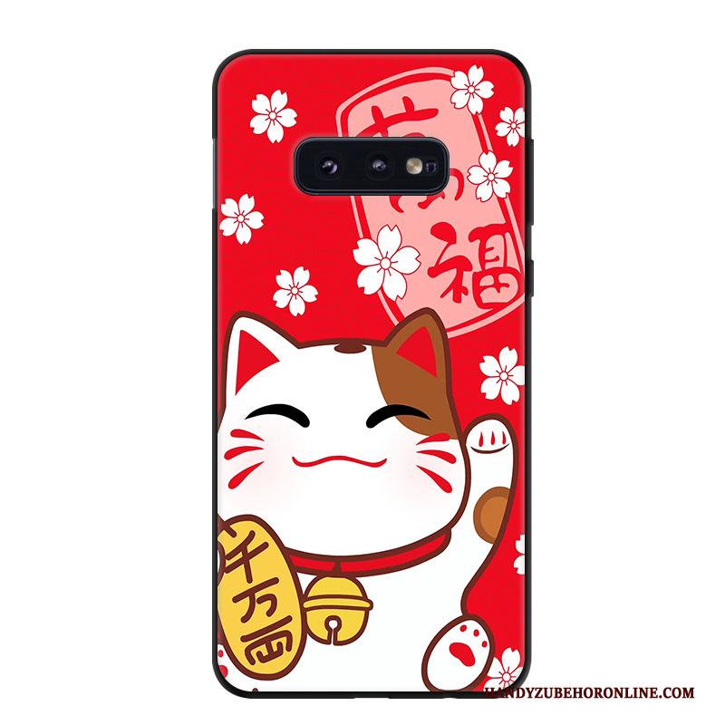 Samsung Galaxy S10e Hoesje Vintage Persoonlijk Trend Schrobben Ster Rood Bescherming