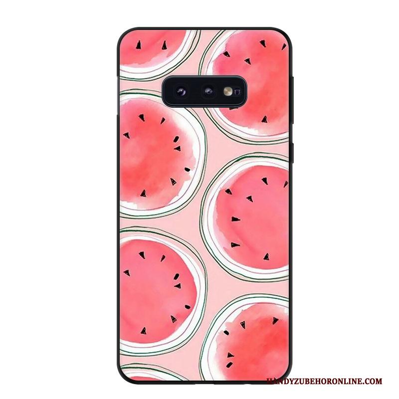 Samsung Galaxy S10e Hoesje Vintage Persoonlijk Trend Schrobben Ster Rood Bescherming