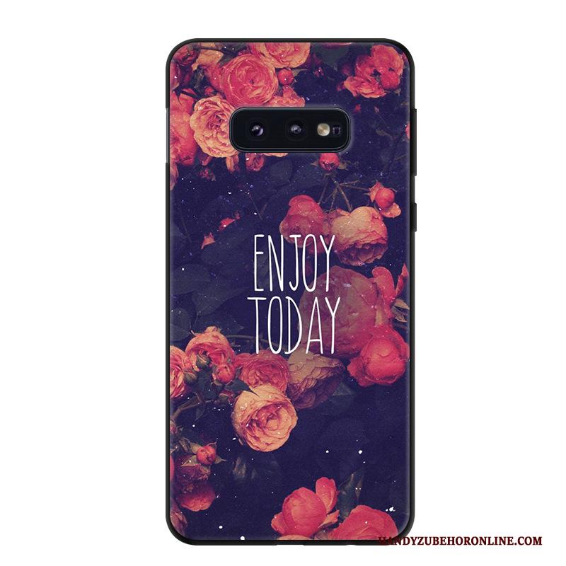 Samsung Galaxy S10e Hoesje Vintage Persoonlijk Trend Schrobben Ster Rood Bescherming