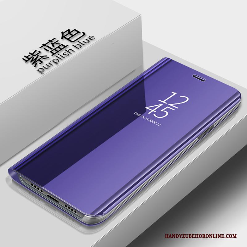 Samsung Galaxy S10e Leren Etui Folio Purper Spiegel Doorzichtig Ster Hoesje