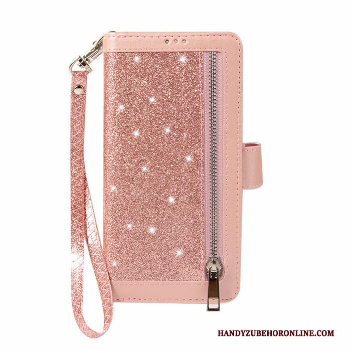 Samsung Galaxy S10e Leren Etui Portemonnee Hoesje Telefoon Wit Roze Verbinding Clamshell