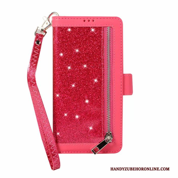 Samsung Galaxy S10e Leren Etui Portemonnee Hoesje Telefoon Wit Roze Verbinding Clamshell