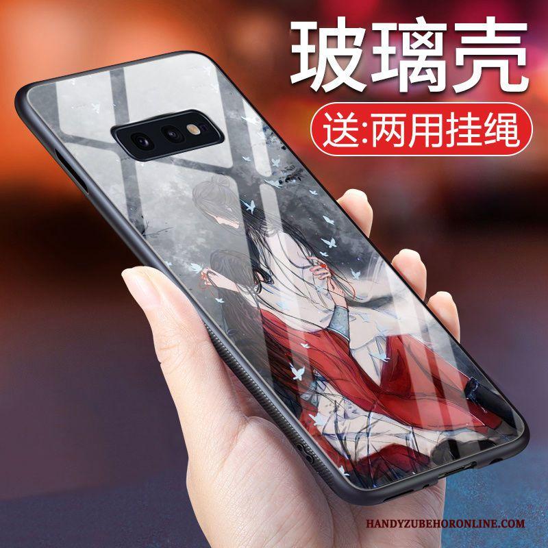 Samsung Galaxy S10e Wind Trendy Merk Hoesje Telefoon Glas Bescherming Ster Blauw