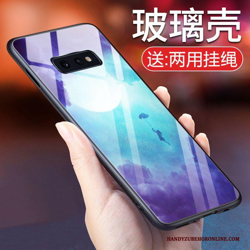 Samsung Galaxy S10e Wind Trendy Merk Hoesje Telefoon Glas Bescherming Ster Blauw