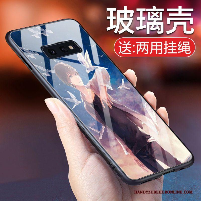 Samsung Galaxy S10e Wind Trendy Merk Hoesje Telefoon Glas Bescherming Ster Blauw