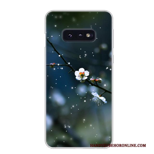 Samsung Galaxy S10e Zacht Anti-fall Siliconen Hoesje Telefoon Wit Ster Rood