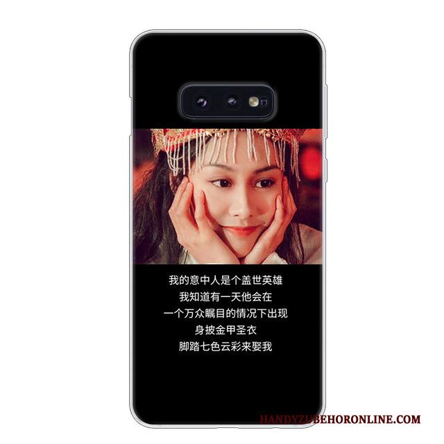 Samsung Galaxy S10e Zacht Anti-fall Siliconen Hoesje Telefoon Wit Ster Rood