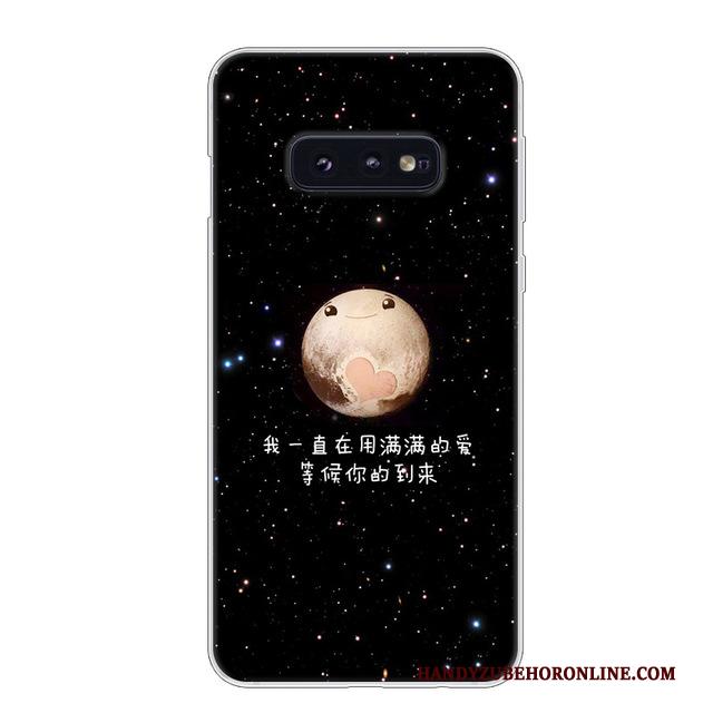 Samsung Galaxy S10e Zacht Anti-fall Siliconen Hoesje Telefoon Wit Ster Rood