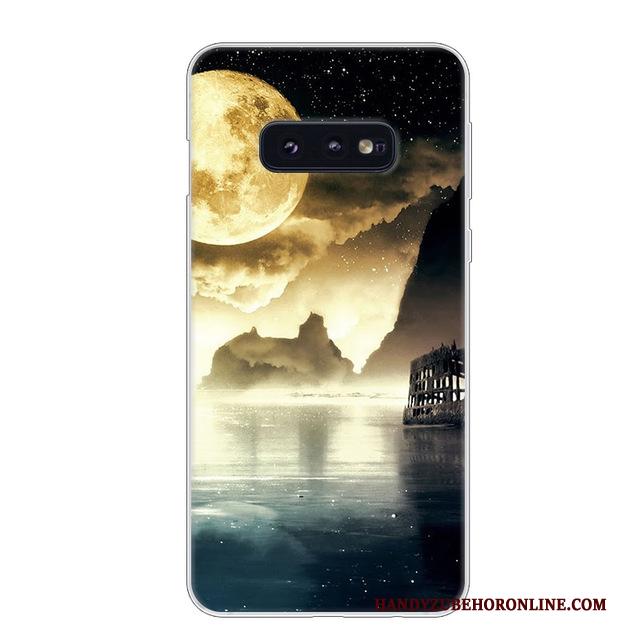 Samsung Galaxy S10e Zacht Anti-fall Siliconen Hoesje Telefoon Wit Ster Rood