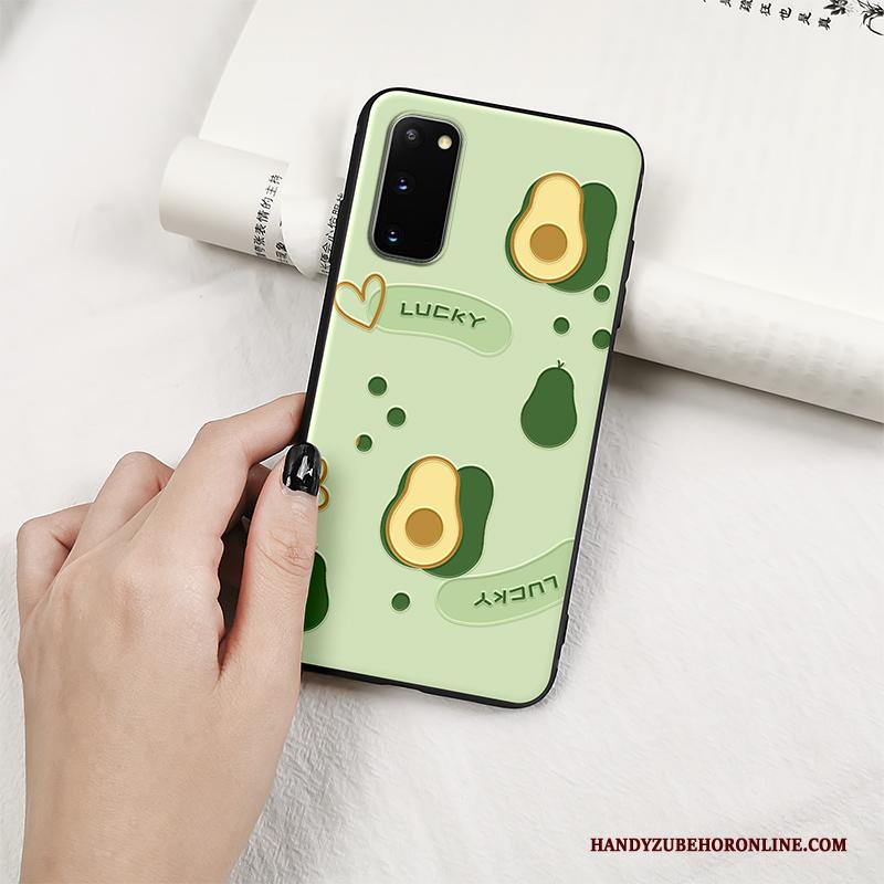 Samsung Galaxy S20 Hoes Groen Siliconen Hoesje Telefoon Schrobben Reliëf Anti-fall