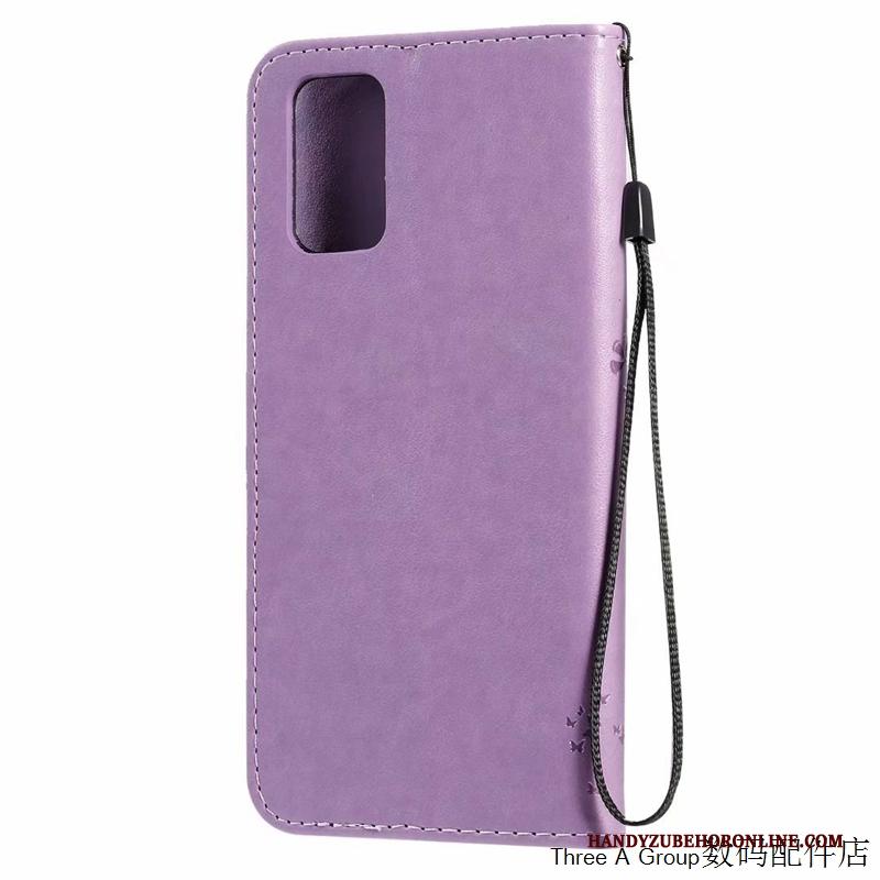 Samsung Galaxy S20 Purper Mooie Kat Hoes Anti-fall Clamshell Hoesje Telefoon