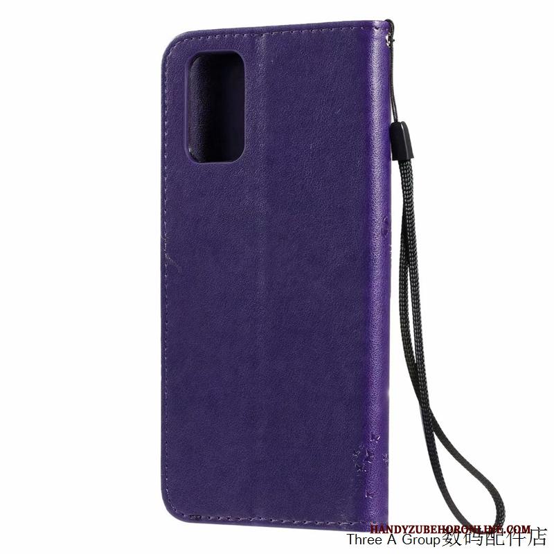 Samsung Galaxy S20 Purper Mooie Kat Hoes Anti-fall Clamshell Hoesje Telefoon