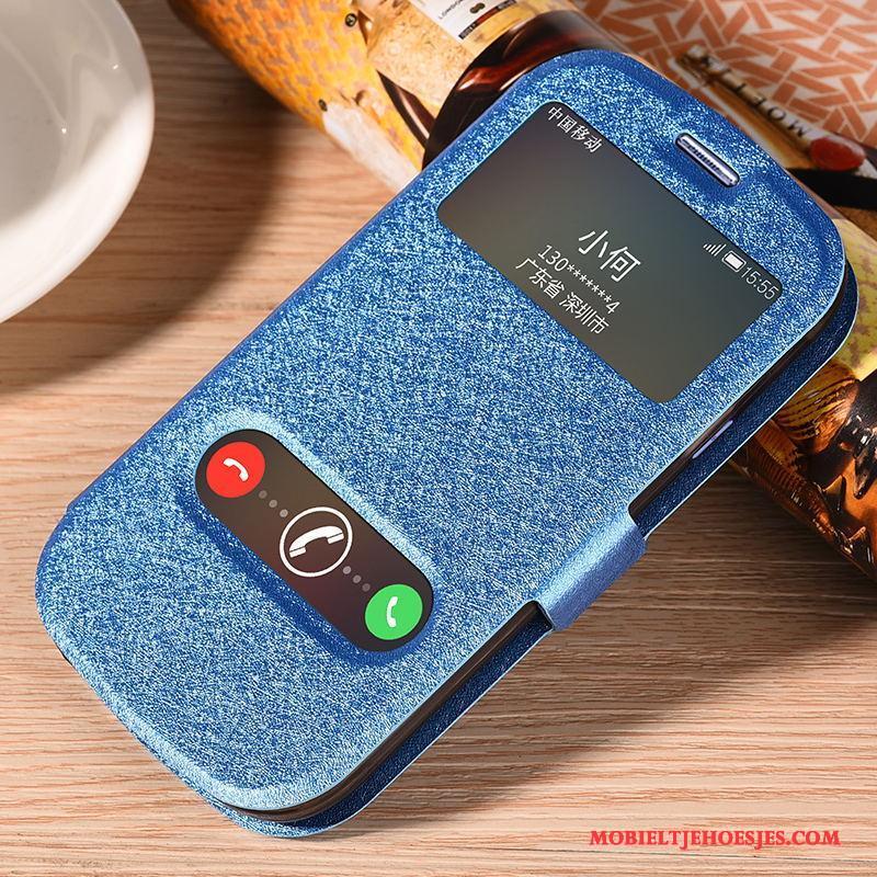 Samsung Galaxy S3 Blauw Leren Etui Mobiele Telefoon Hoesje Telefoon Trend Folio Ster
