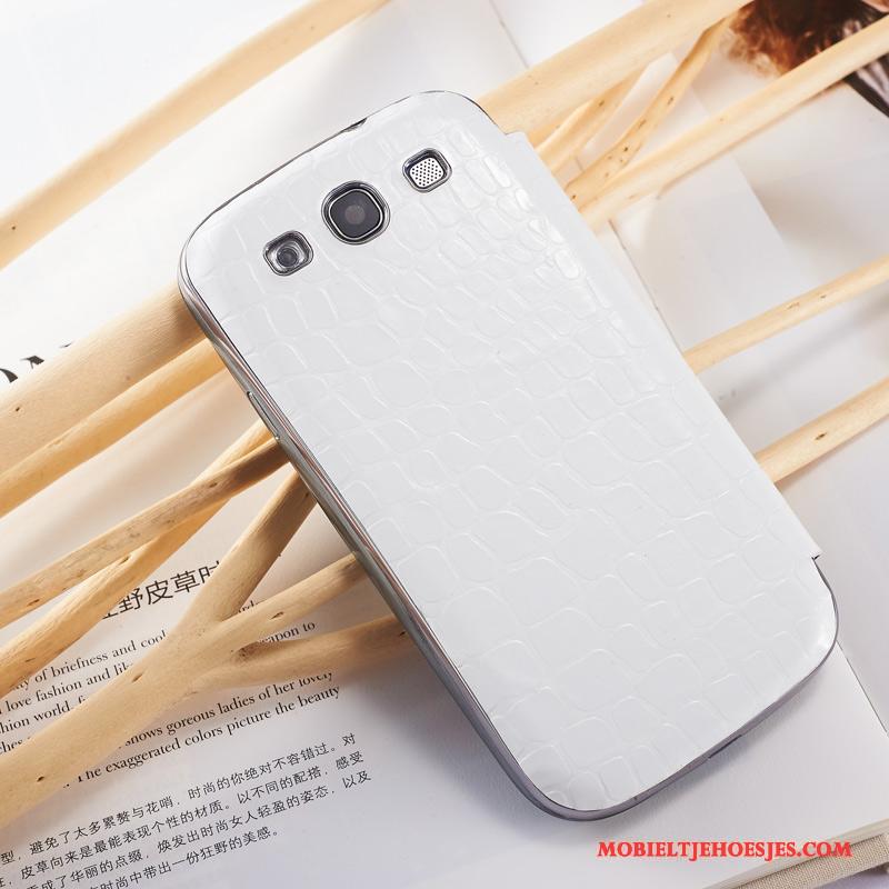 Samsung Galaxy S3 Hoesje Hoes Echt Leer Bescherming Ster Mobiele Telefoon Oranje Folio