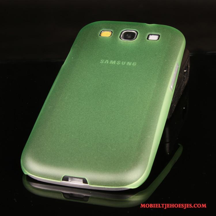 Samsung Galaxy S3 Hoesje Schrobben Trend Doorzichtig Hoes Ster Groen Dun