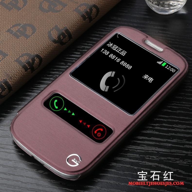 Samsung Galaxy S3 Hoesje Telefoon Leren Etui Ster Bescherming Mobiele Telefoon Wit