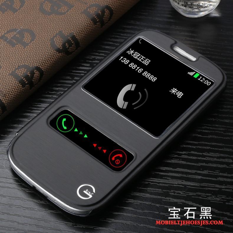 Samsung Galaxy S3 Hoesje Telefoon Leren Etui Ster Bescherming Mobiele Telefoon Wit