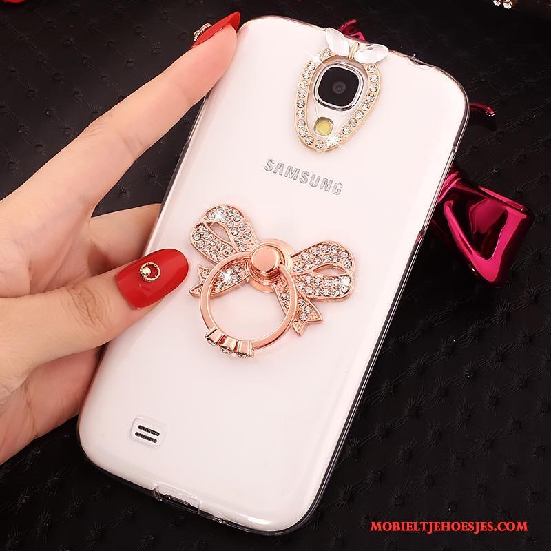 Samsung Galaxy S4 Doorzichtig Hoes Hoesje Telefoon Goud Anti-fall Ring Dun