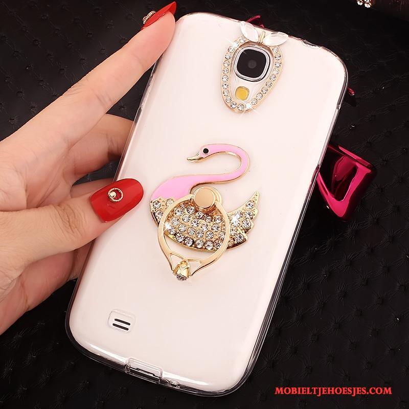 Samsung Galaxy S4 Doorzichtig Hoes Hoesje Telefoon Goud Anti-fall Ring Dun