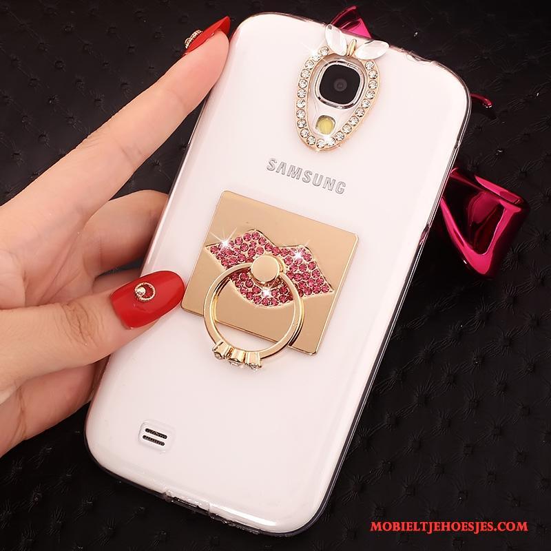 Samsung Galaxy S4 Doorzichtig Hoes Hoesje Telefoon Goud Anti-fall Ring Dun