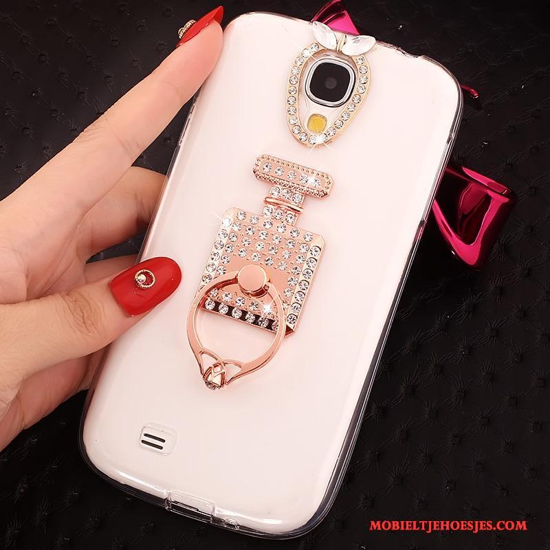 Samsung Galaxy S4 Doorzichtig Hoes Hoesje Telefoon Goud Anti-fall Ring Dun