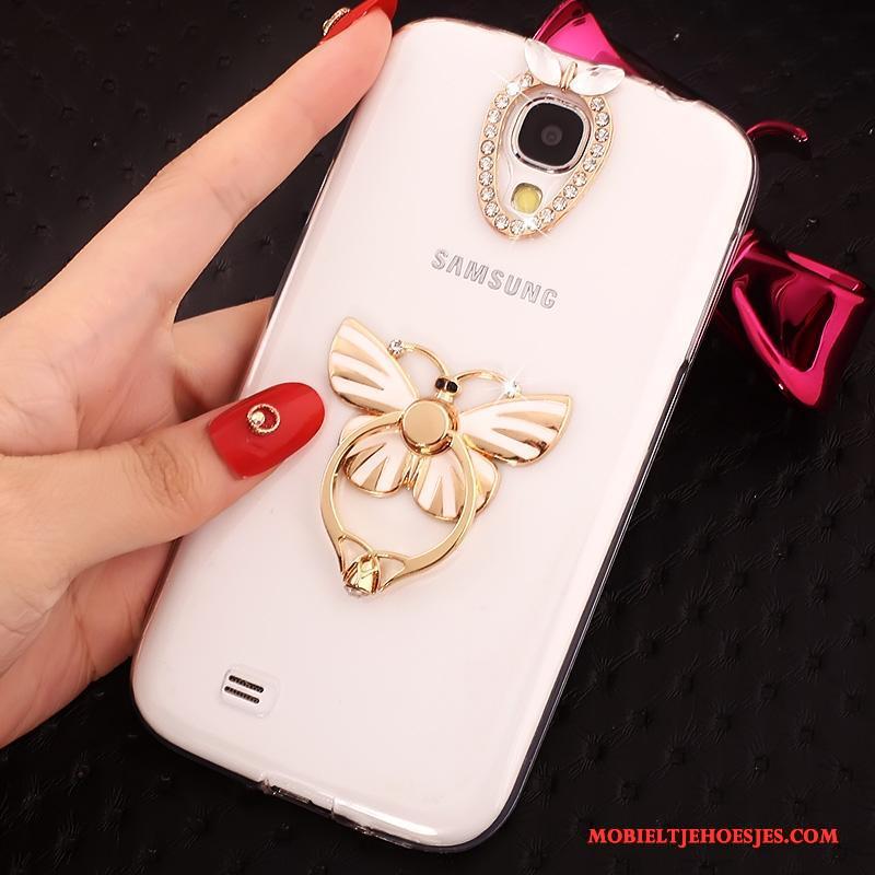 Samsung Galaxy S4 Doorzichtig Hoes Hoesje Telefoon Goud Anti-fall Ring Dun