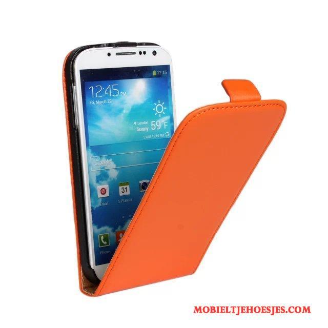 Samsung Galaxy S4 Hoes Hoesje Telefoon Echt Leer Bescherming Mobiele Telefoon Oranje Ster