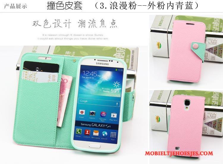 Samsung Galaxy S4 Hoesje Leren Etui Mobiele Telefoon Ondersteuning Ster Zwart Bescherming Hoes