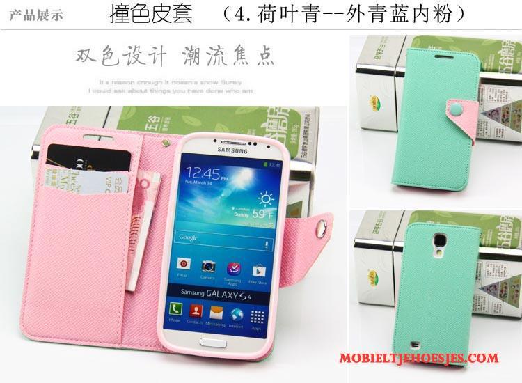 Samsung Galaxy S4 Hoesje Leren Etui Mobiele Telefoon Ondersteuning Ster Zwart Bescherming Hoes