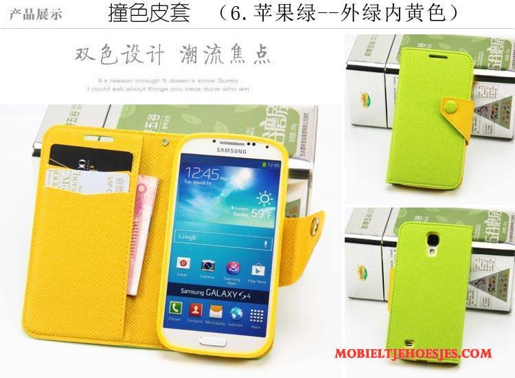 Samsung Galaxy S4 Hoesje Leren Etui Mobiele Telefoon Ondersteuning Ster Zwart Bescherming Hoes