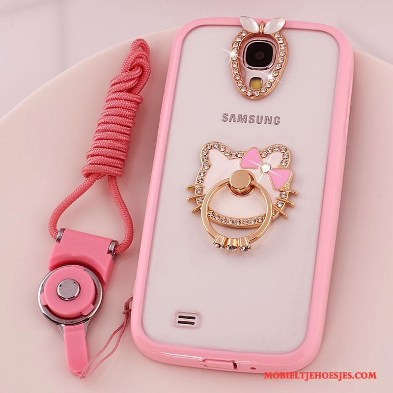 Samsung Galaxy S4 Hoesje Siliconen Doorzichtig Hoes Ster Roze Bescherming Hanger