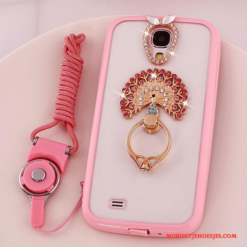 Samsung Galaxy S4 Hoesje Siliconen Doorzichtig Hoes Ster Roze Bescherming Hanger