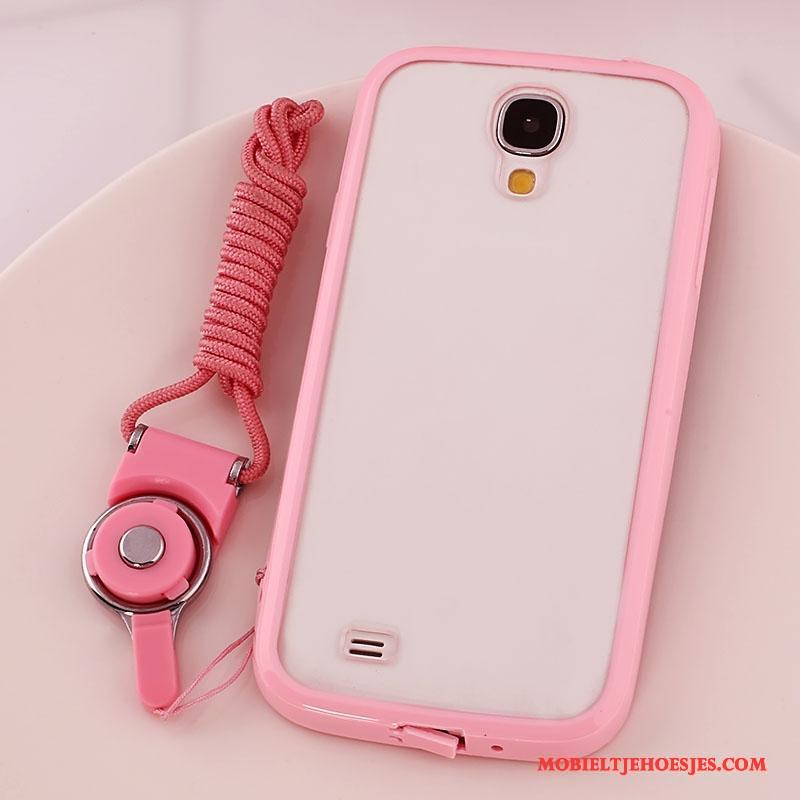 Samsung Galaxy S4 Hoesje Siliconen Doorzichtig Hoes Ster Roze Bescherming Hanger