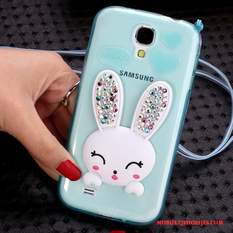 Samsung Galaxy S4 Hoesje Siliconenhoesje Roze Opknoping Nek Pompom Ster Met Strass Bescherming
