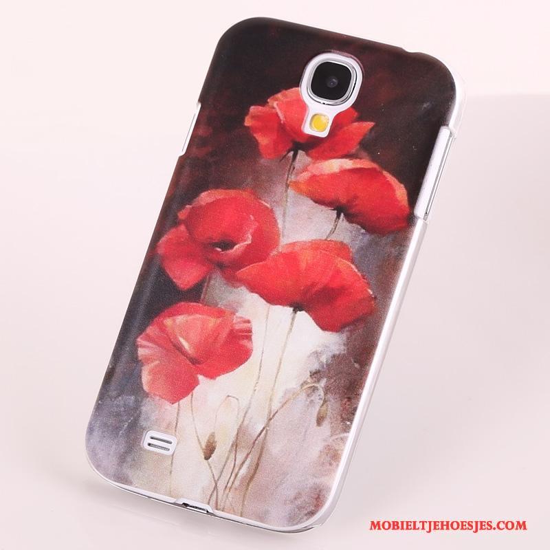 Samsung Galaxy S4 Hoesje Telefoon Bescherming Geschilderd Bloemen Schrobben Hard Geel