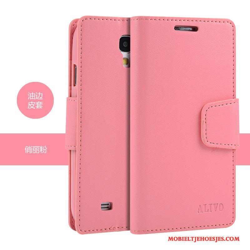 Samsung Galaxy S4 Hoesje Telefoon Leren Etui Roze Clamshell Zacht Bescherming Nieuw